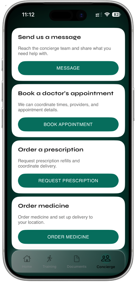 Concierge services mockup